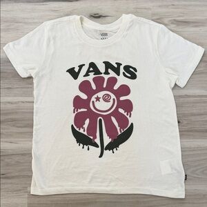 NWOT Vans women’s  White Tee with Purple Flower Graphic size small